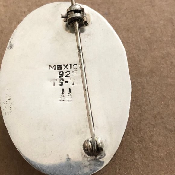 Vintage Adan Alvarado Brooch/Pin Leopard Skin Jasper 925 Sterling Silver - Picture 4 of 8